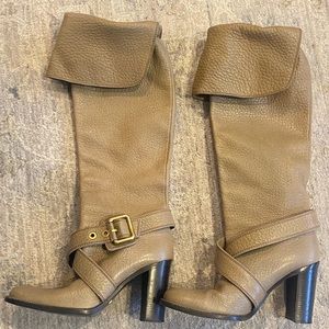 Dolce and Gabbana Army Green Leather Slouch Boots